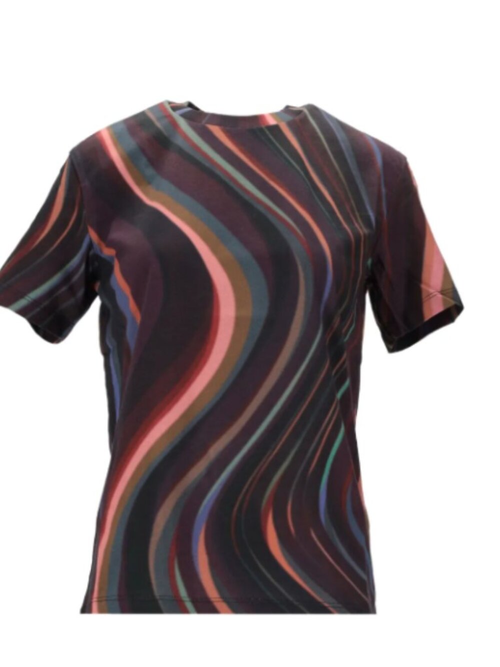 Multicolor Abstract Wave Print Short Sleeve Tee Size XS